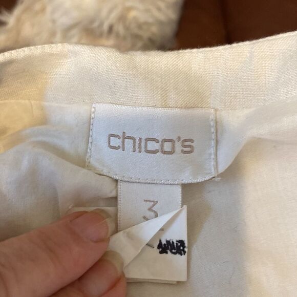 Chico’s Tan Cotton/Linen Jacket with Embroidery and Beading Large 14/16 … - Picture 8 of 9